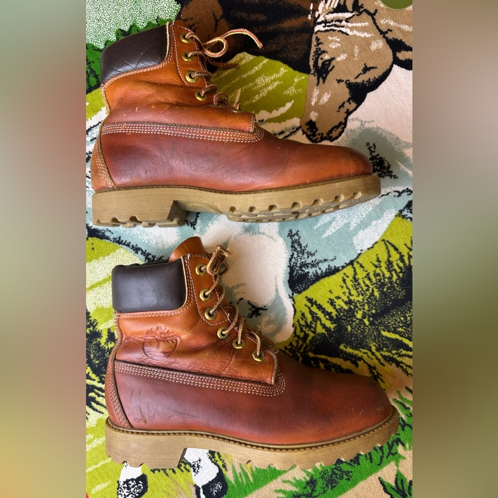 Vintage 1990s Timberland Leather Boots Chunky Soles Size M5 or W6.5